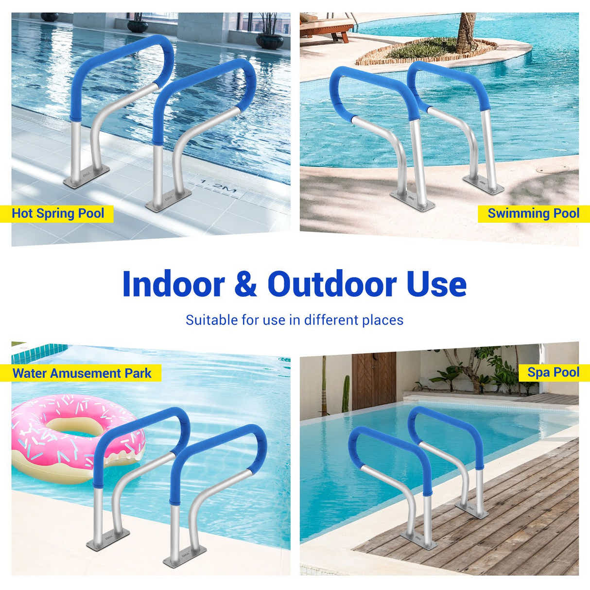 DS BD Swimming Pool Handrail Steps Stairs Handle 812x584mm with 110cm Grip Cover