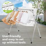 DS BD Clothes Rack Airer Garment Drying Folding Adjustable Outdoor with 20 Hooks