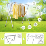 DS BD Clothes Rack Airer Garment Drying Folding Adjustable Outdoor with 20 Hooks
