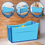 DS BD Large Foldable Bath Tub Soaking Freestanding Plastic Shower Adult Blue