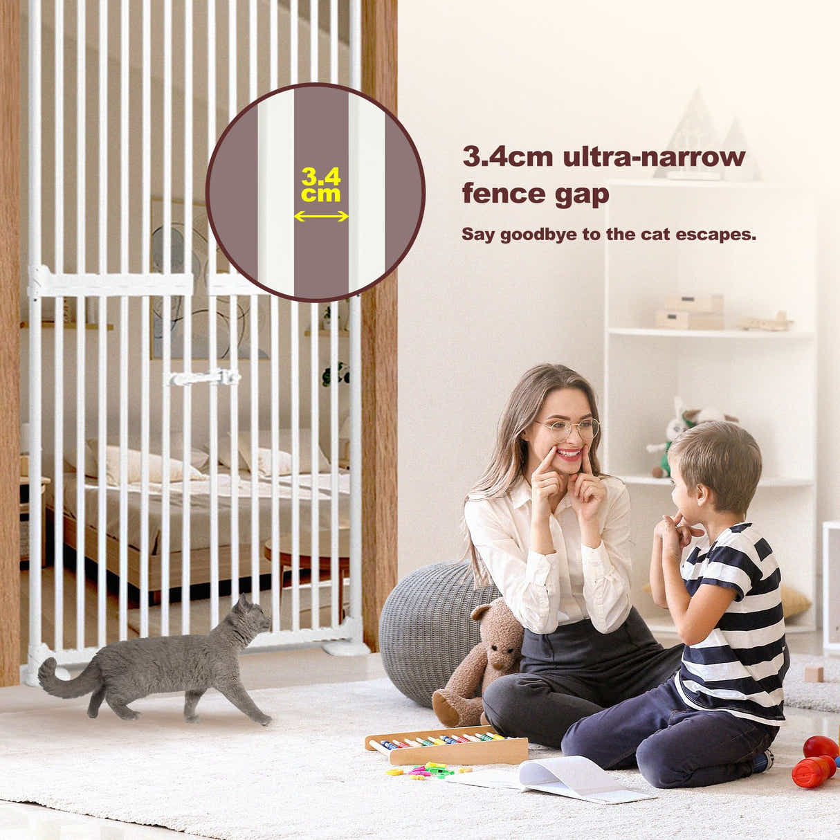 DS BD Retractable Safety Gate Pet Dog Cat Extra Tall Fence Stairs 190 to 250cm