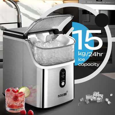 DS BD Maxkon Nugget Ice Maker Countertop Compact Crusher 15kg Home Handle Silver