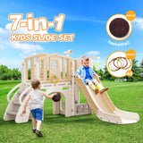 DS BD 7 in 1 Kids Slide Set Ladder Steps Basketball Hoop Playground Centre