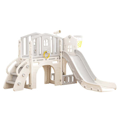 DS BD 7 in 1 Kids Slide Set Ladder Basketball Hoop Playground Telescope Steps