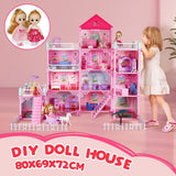 DS BD Girls Doll House Dream Land Cottage DIY Play Princess Pet Dolls Toys Set