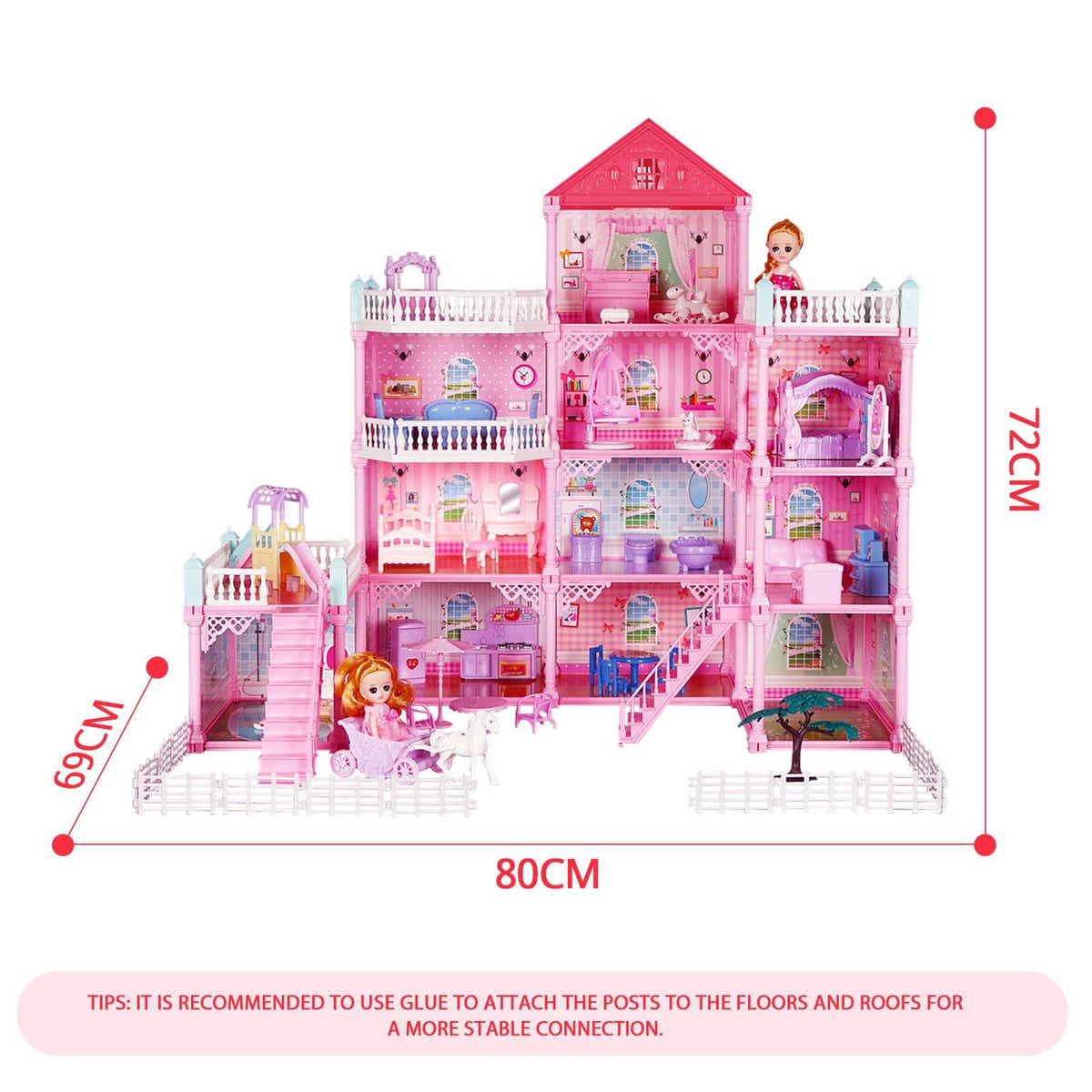 DS BD Girls Doll House Dream Land Cottage DIY Play Princess Pet Dolls Toys Set