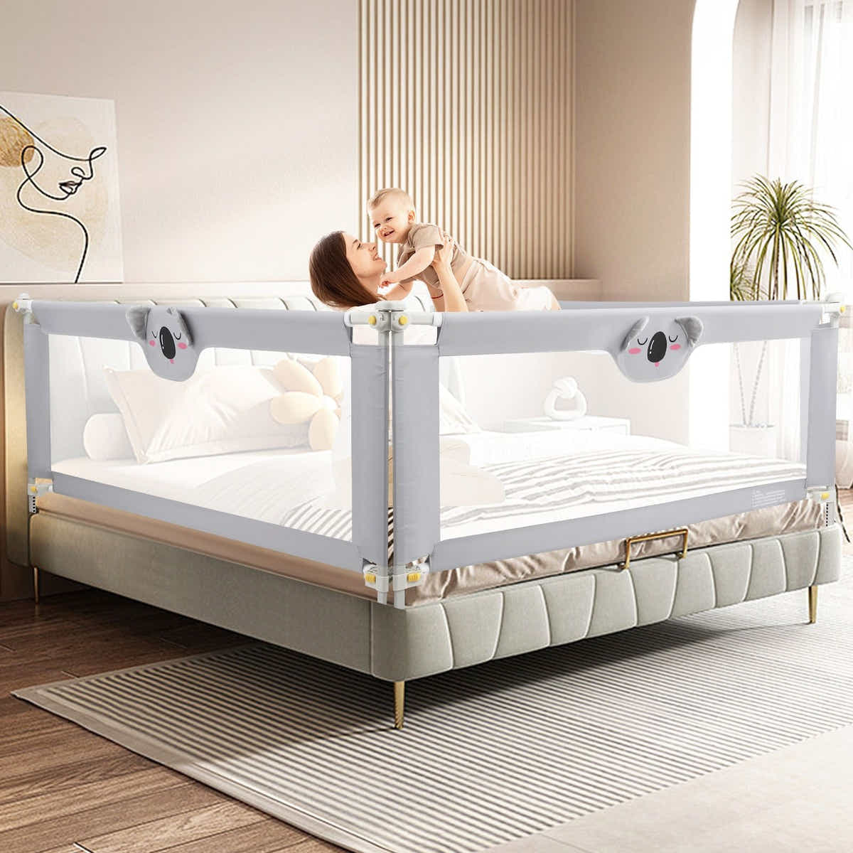 DS BD Toddler Bed Rail King Side Bedrail Folding Safety Protection 3Pcs 100cm