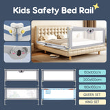 DS BD Toddler Bed Rail King Side Bedrail Folding Safety Protection 3Pcs 100cm