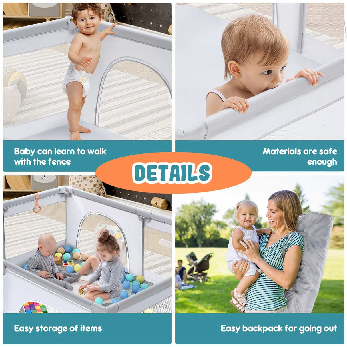 DS BD Baby Playpen Fence Activity Centre Playground Safety Gate Yard 150x200cm