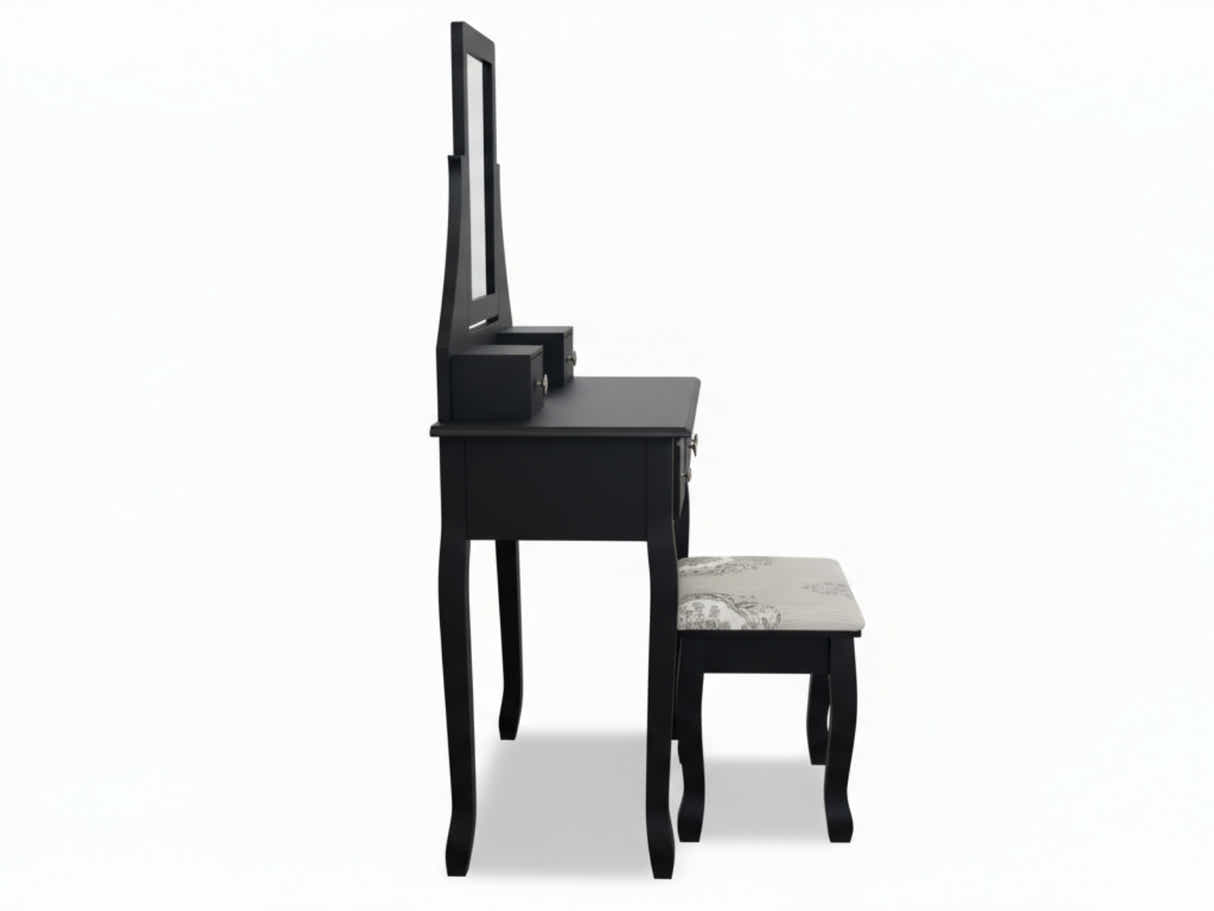 Dressing Table with Stool Black - 74.5 cm