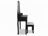 Dressing Table with Stool Black - 74.5 cm