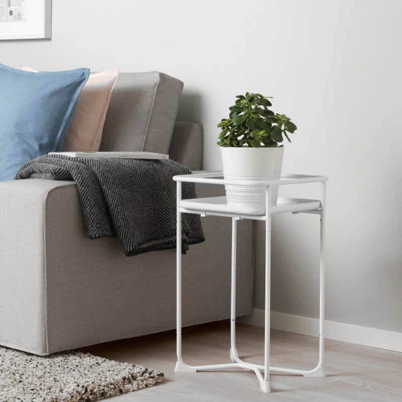 DS BS Modern Loft Metal Side Table Flower Stand Square-White