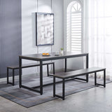 DS Marble Look Dining Table Set With 1.6M Table and 2x Bench Grey