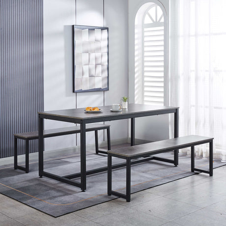 DS Marble Look Dining Table Set With 1.6M Table and 2x Bench Grey