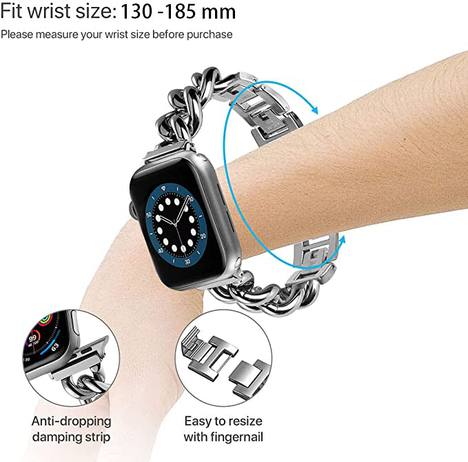 DS BS Stainless Steel Bracelet  With Apple Watch Band for 38MM 40MM 41MM-Sliver