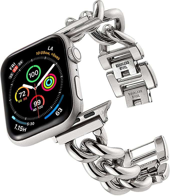 DS BS Stainless Steel  Bracelet With Apple Watch Band for 42MM 44MM 45MM-Sliver