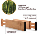 DS BS 4pcs Bamboo Expandable Adjustable Drawer Dividers Organizers
