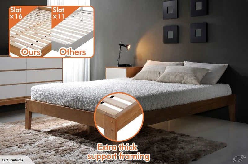 Sovo Oak Bed with Bonnell Mattress Combo - Single