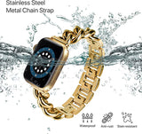 DS BS Stainless Steel Chain Bracelet for Apple Watch Band for 38/40/41 MM-Gold