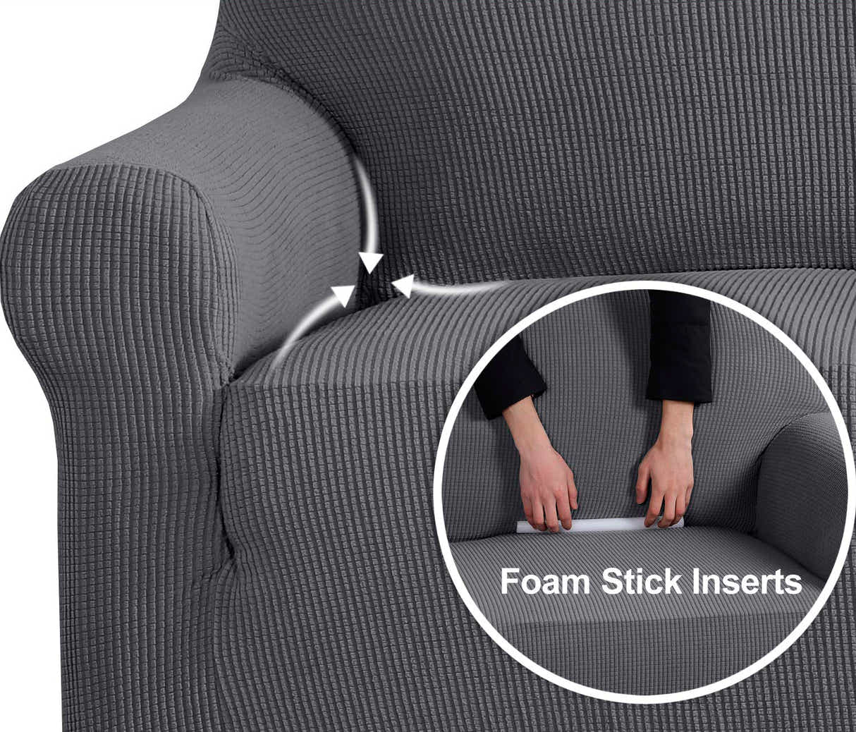DS BS High Stretch Sofa Couch Slipcover Three Seat-Gray