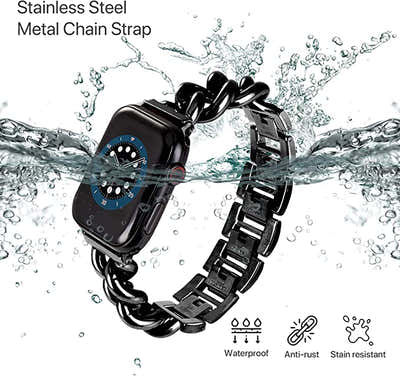 DS BS Stainless Steel  Bracelet  With Apple Watch Band for 42MM 44MM 45MM-Black