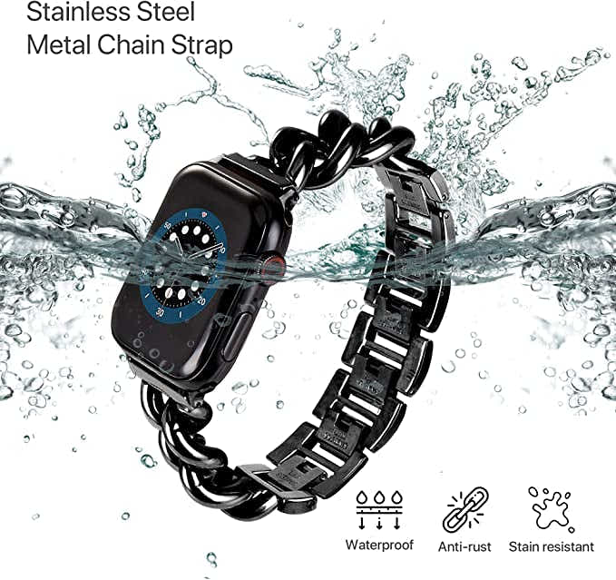 DS BS Stainless Steel Chain Bracelet for Apple Watch Band for 38/40/41 MM-Black