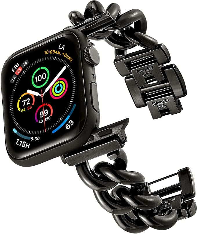 DS BS Stainless Steel Chain Bracelet for Apple Watch Band for 38/40/41 MM-Black