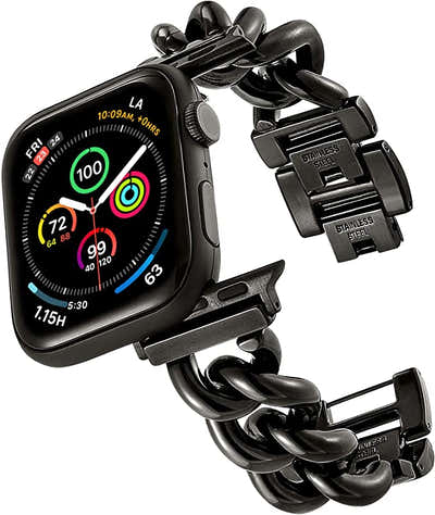 DS BS Stainless Steel Chain Bracelet for Apple Watch Band for 38/40/41 MM-Black