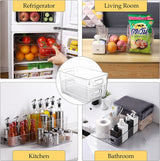 DS BS 5Pcs Clear Refrigerator Organizer with Cutout Handles