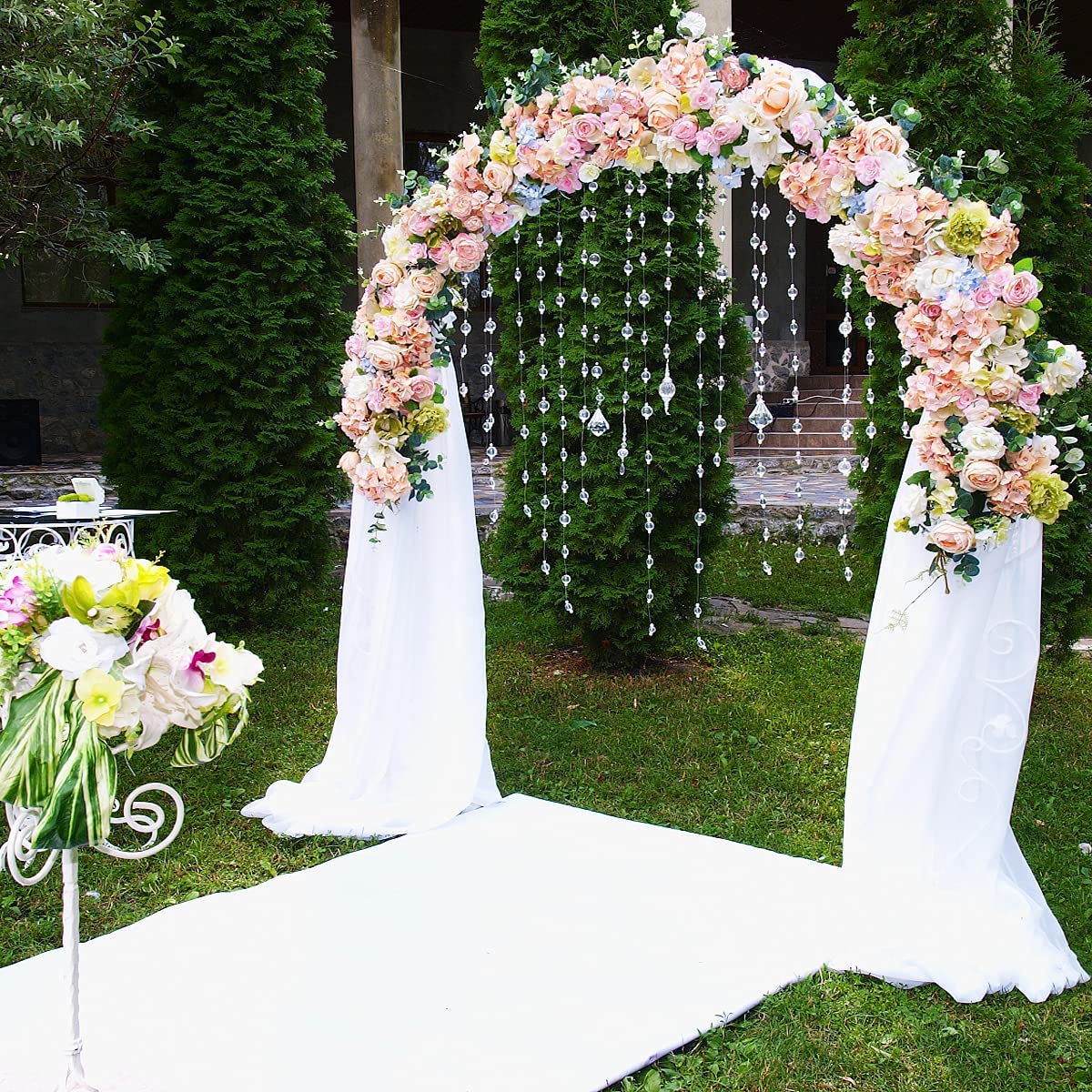 DS BS Metal Garden Arbor Wedding Arch Rack Stand with 2 Planting Box