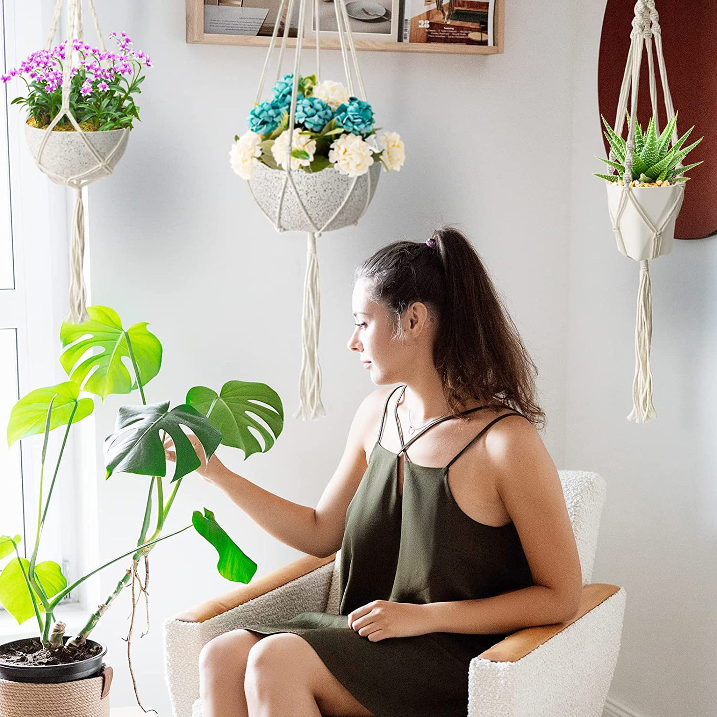 DS BS 4 Pack Simple Design Indoor Planter Hanging Rope-Type B