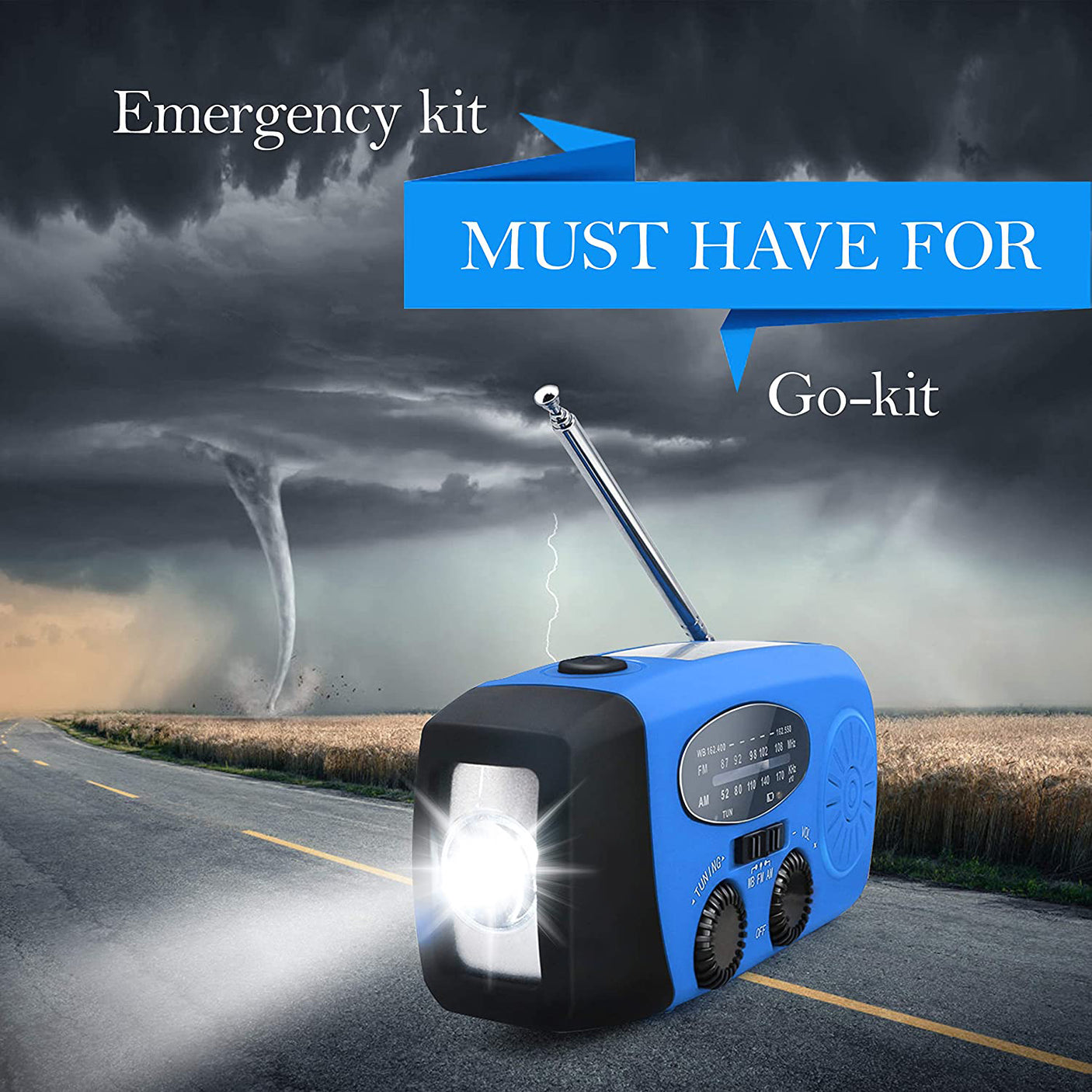DS BS Emergency Hand Crank Self Powered AMFM NOAA Solar Radio