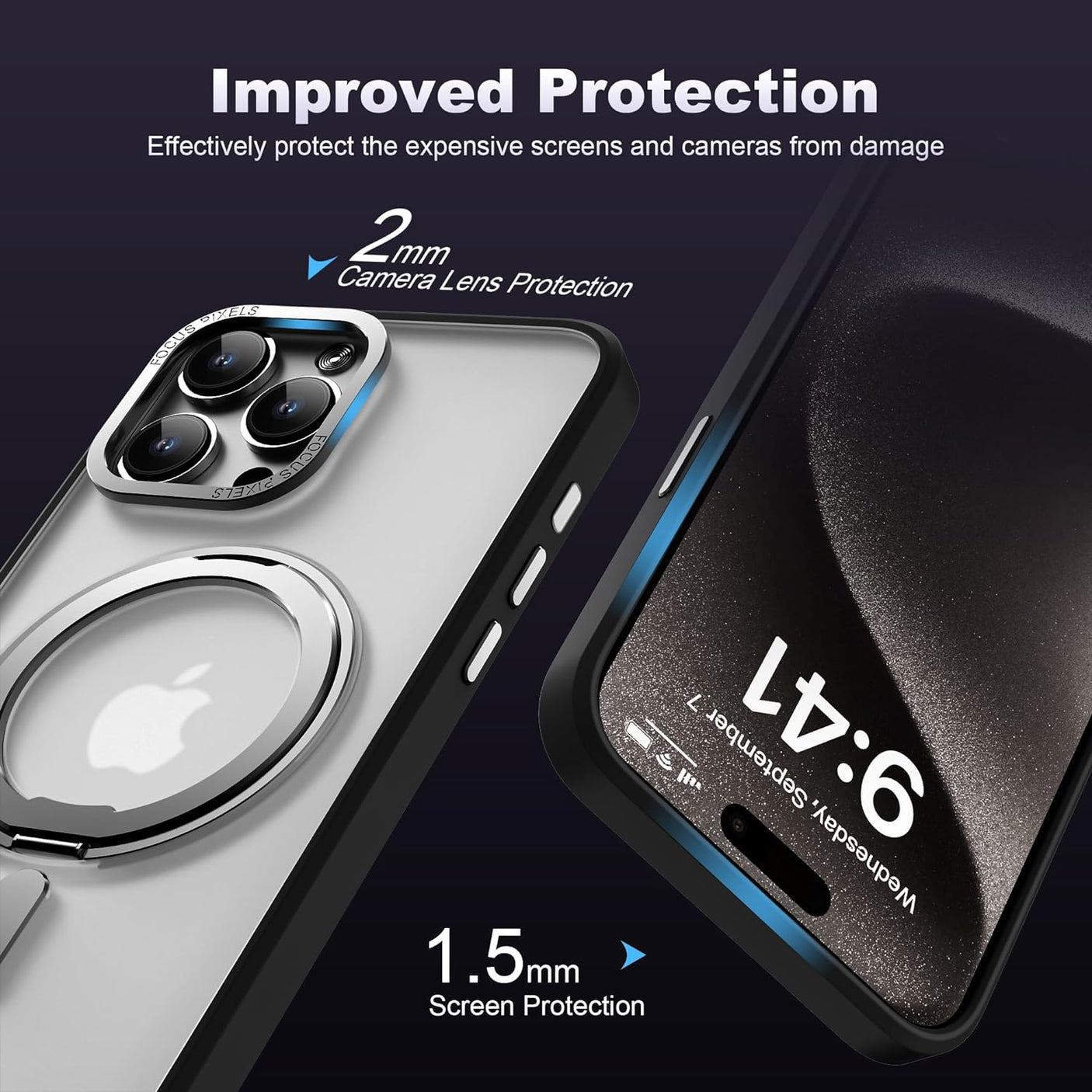 DS BS iPhone 14 Case with 360°Rotatable Magnetic Ring Stand