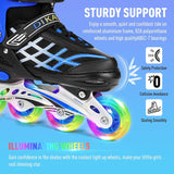 DS BS Kids Adjustable Inline Skates with Light Up Wheels Size27-32 Blue