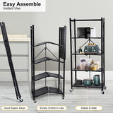 DS BS Foldable 5 Tier Kitchen Trolley Shelving Unit with Wheels