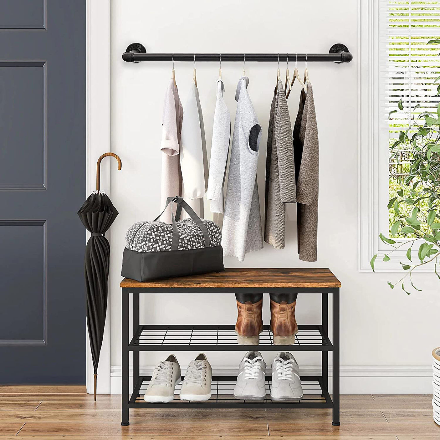 DS BS  Industrial Pipe Clothes Rack-110CM