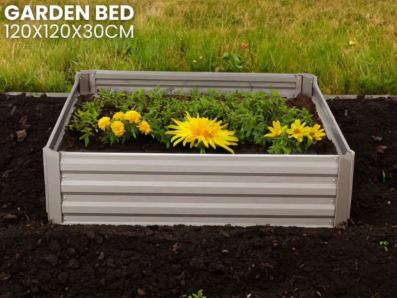 Galvanized Steel Garden Bed 120x120x30 cm