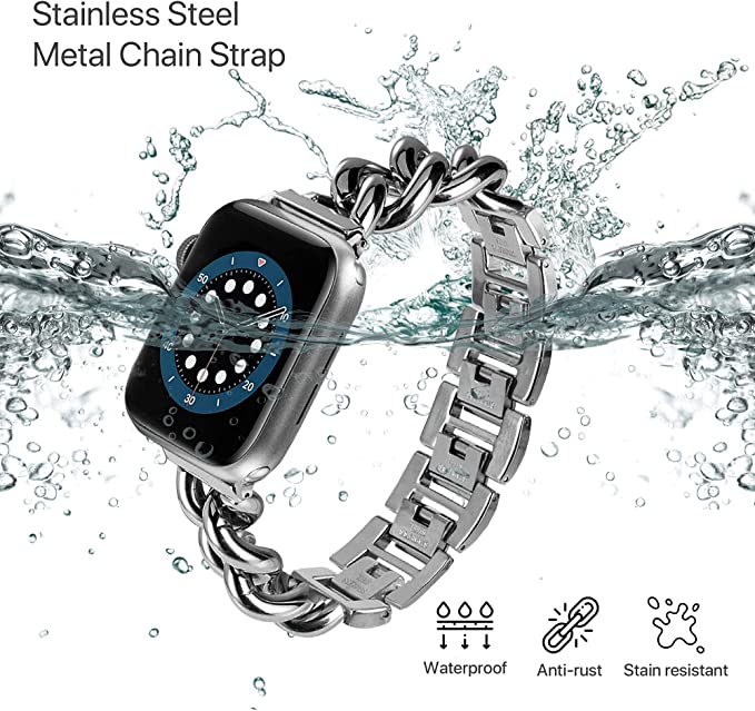 DS BS Stainless Steel  Bracelet With Apple Watch Band for 42MM 44MM 45MM-Sliver