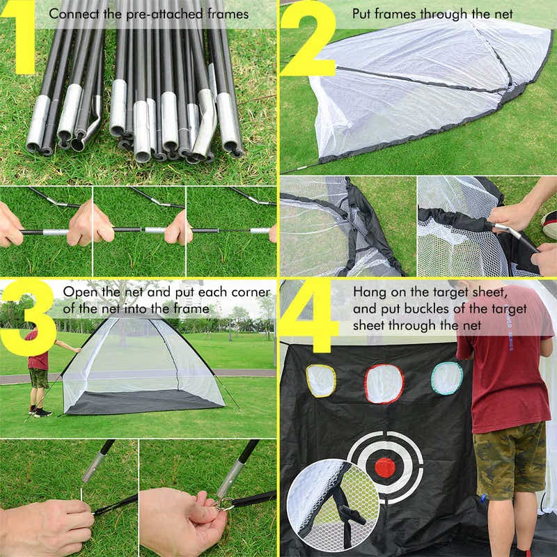 DS BS Foldable Golf Hitting Net Sets with Chipping Target Pockets-300cm