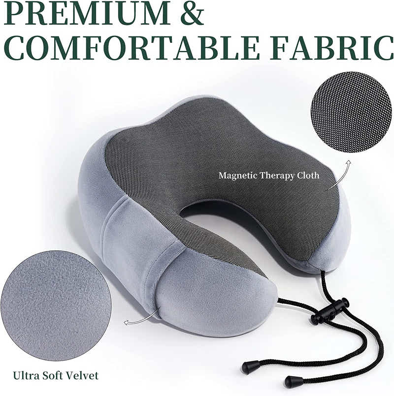 DS BS 4Pcs Airplane Travel Kit With Neck Pillow,Eye Masks,Earplugs-Grey