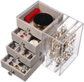 DS BS Acrylic Earring Holder and Jewelry Organizer 2 Slots 4 Drawers