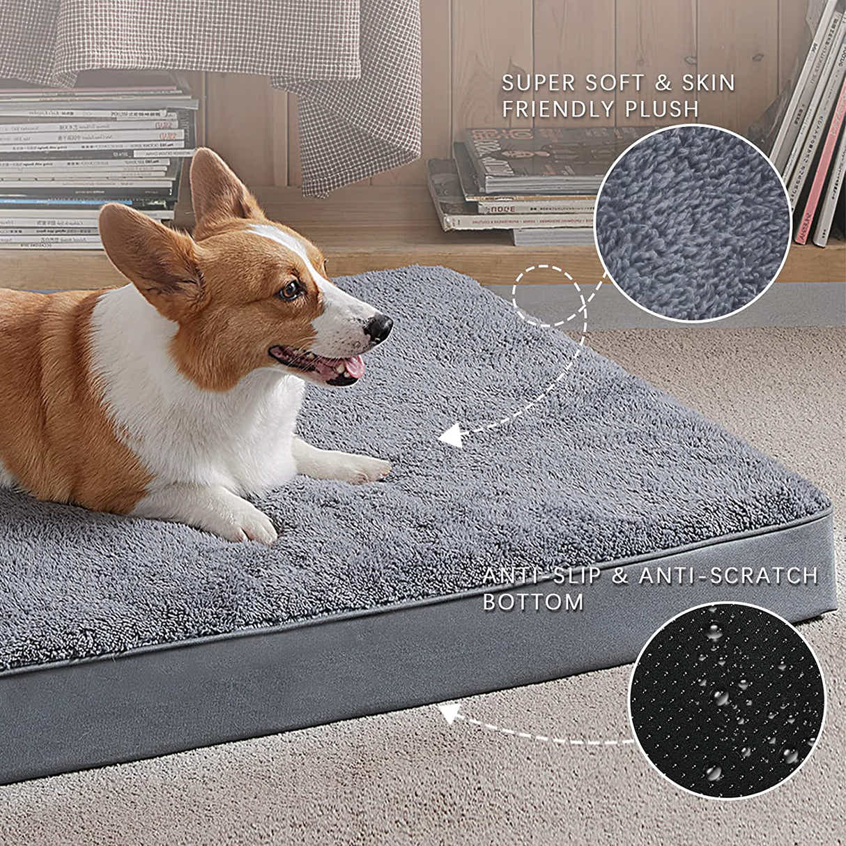 DS BS Egg-Crate Foam Dog Bed with Removable Washable Cover-L