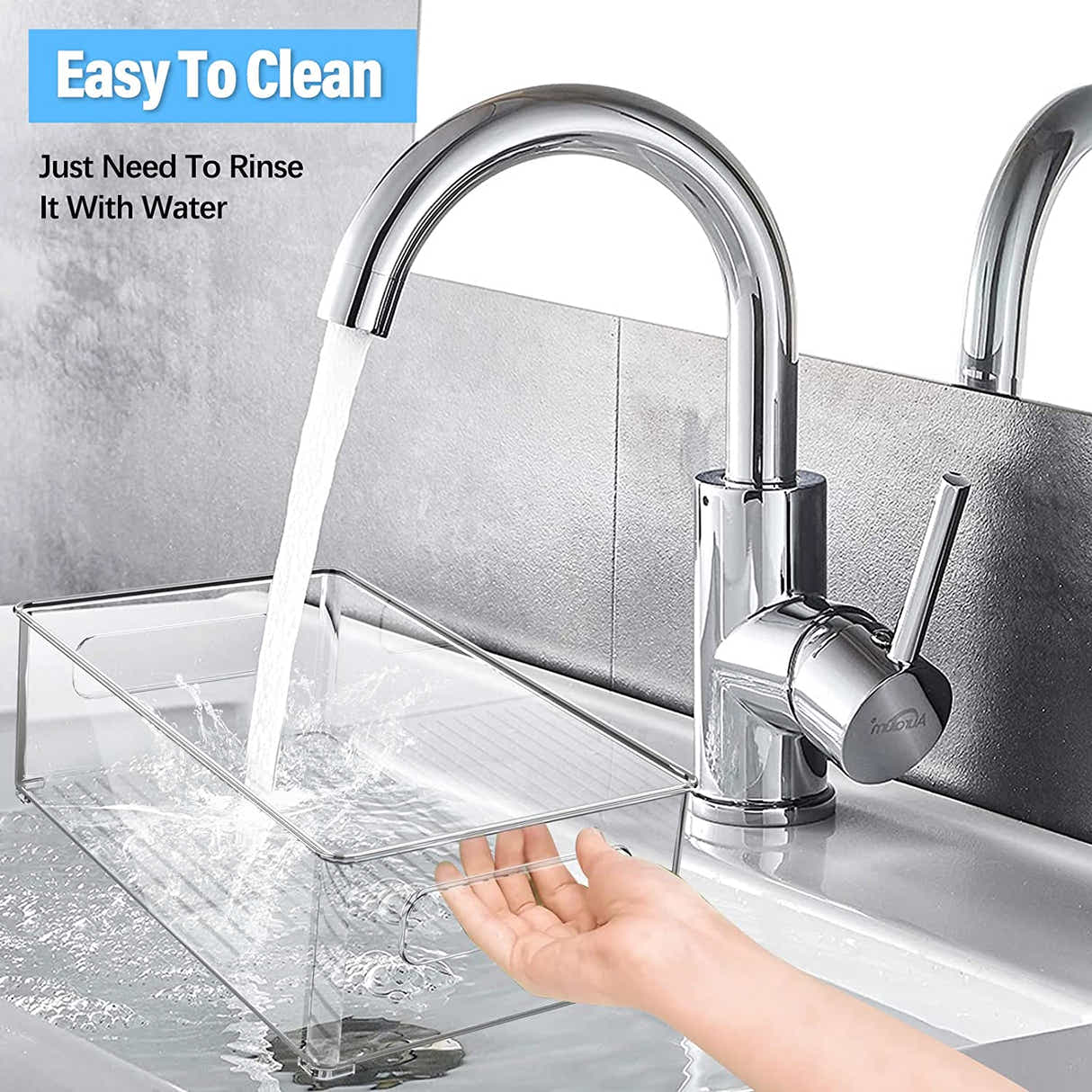 DS BS 5Pcs Clear Refrigerator Organizer with Cutout Handles