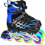DS BS Kids Adjustable Inline Skates with Light Up Wheels Size27-32 Blue