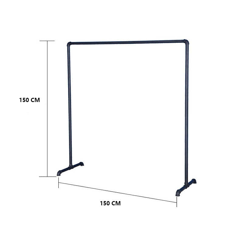 DS BS Industrial Freestanding Pipe Clothing Rack 150X150cm-Black