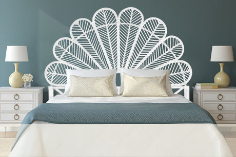 Rattan Bedhead Peacock - Queen