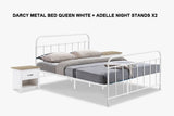 Darcy Bed Frame Queen + Adelle Nightstands x2