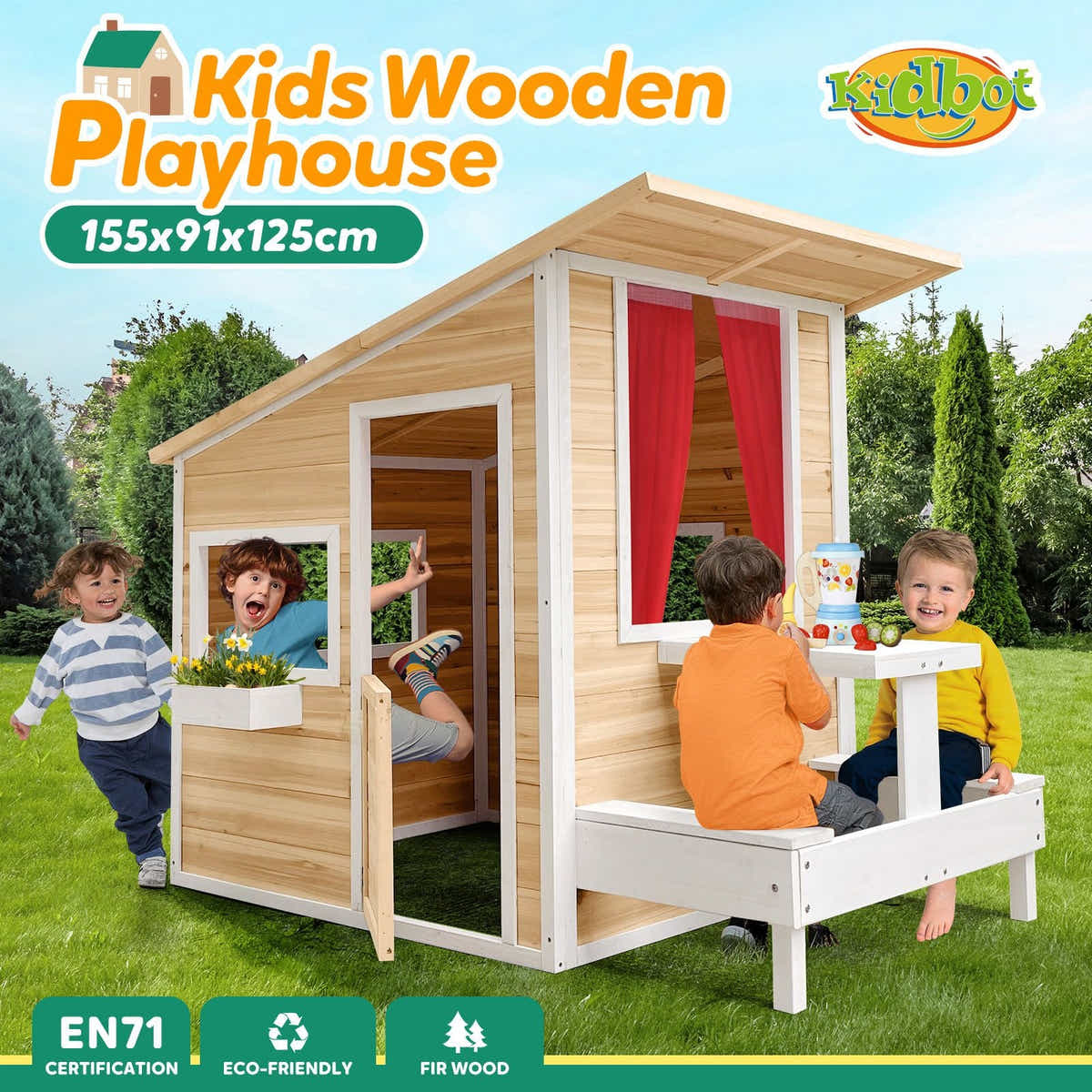 DS BD Kids Wooden Cubby House Playhouse Game Activity Centre Garden Cottage