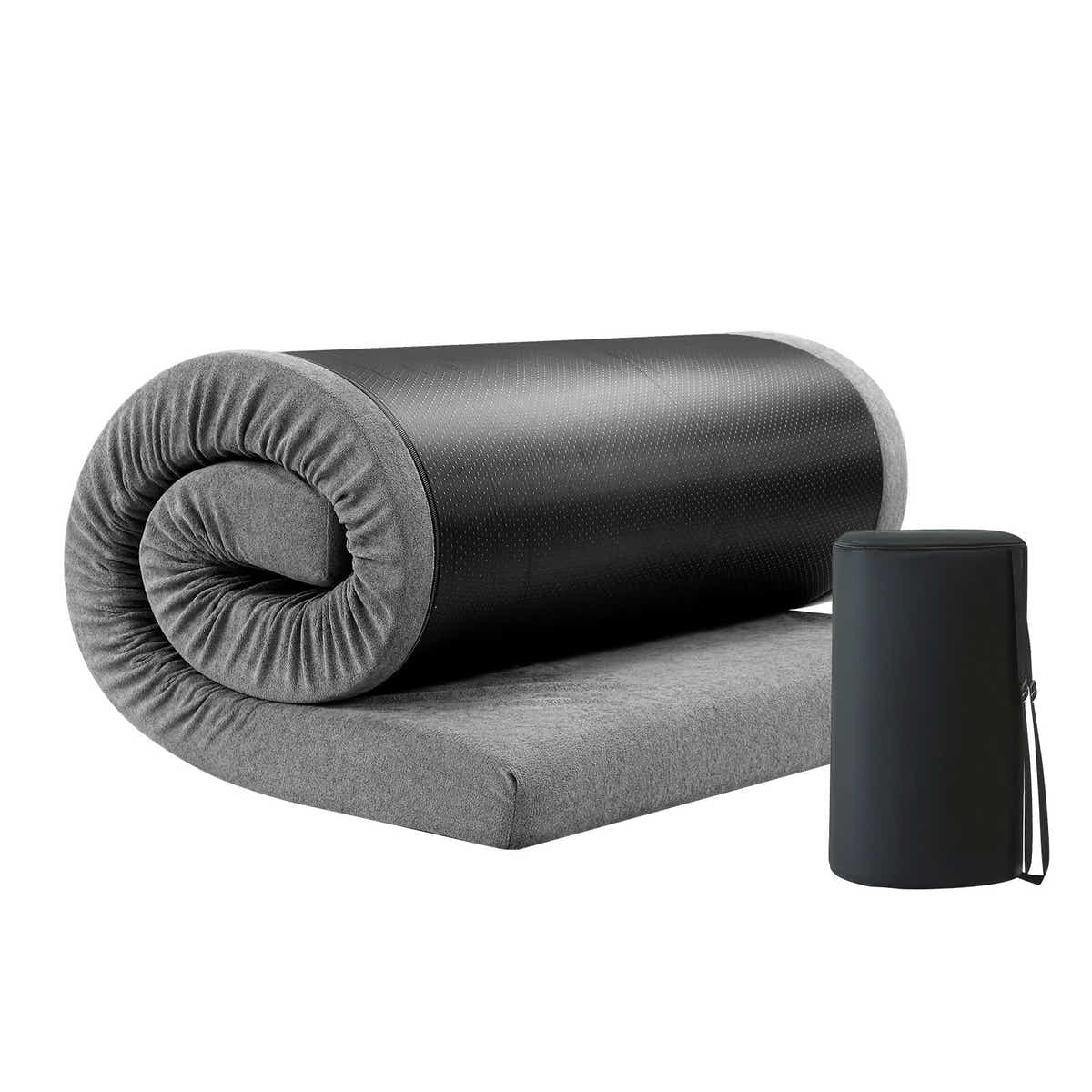 DS BD Single Foam Mattress Floor Roll Up Cushion Sleeping Travel Mat Bag Grey