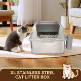 DS BD Stainless Steel Cat Litter XL Pet Toilet Metal Pan Clean 20L with Scoop
